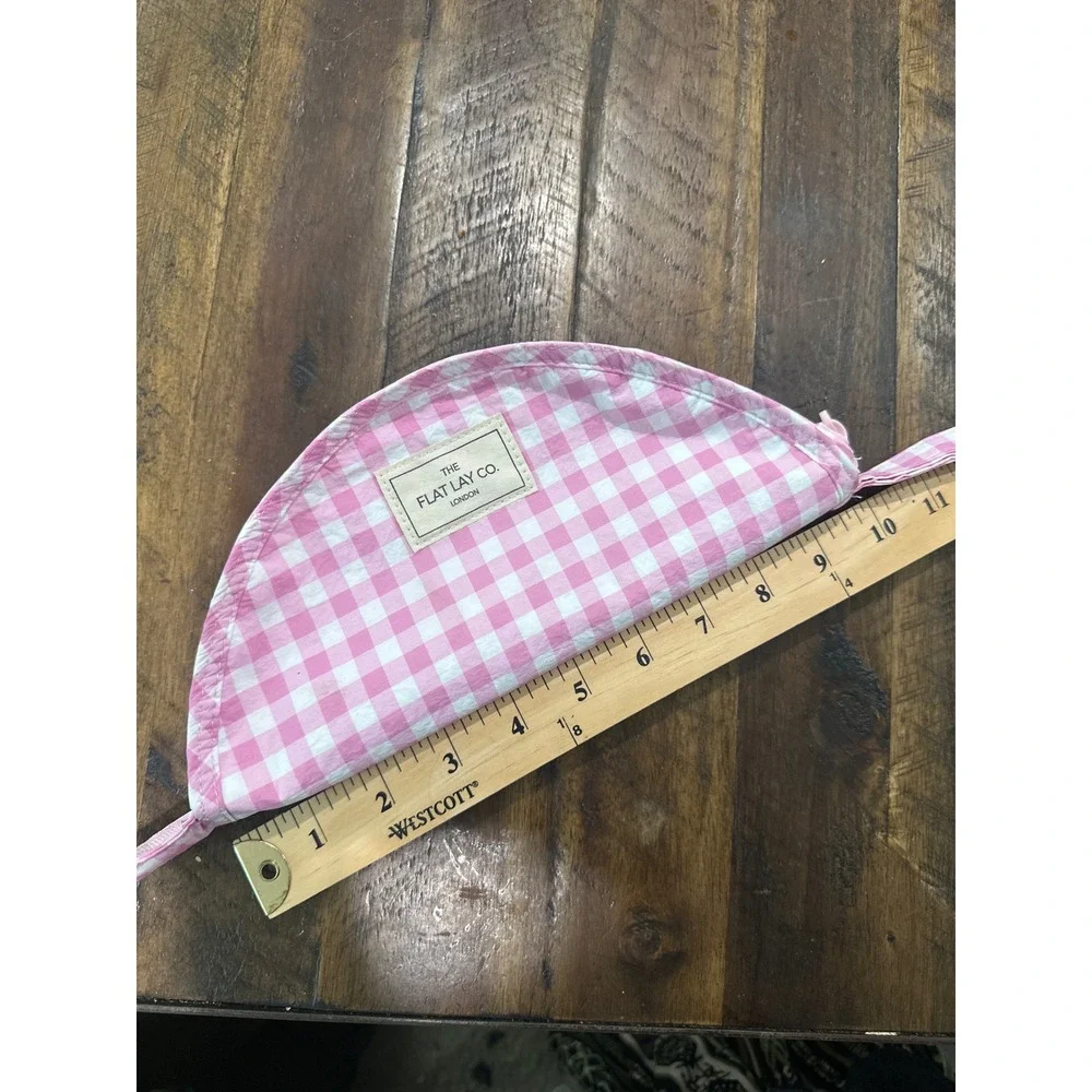 The Flat Lay Co London Pink Gingham Checkered Travel Makeup Bag Pouch FLCLP-PG